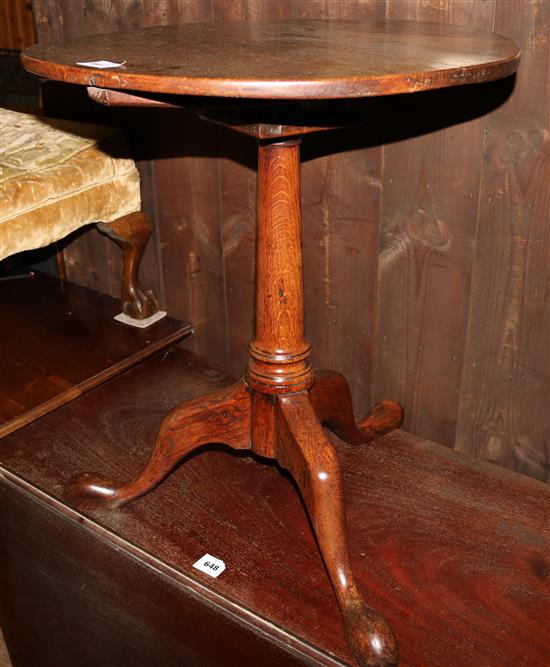 18thC circular oak birdcage movement table(-)